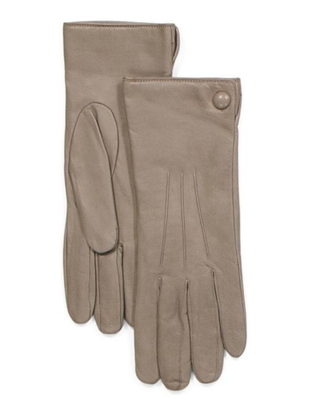 PORTOLANO Leather Snap Button Cuff Gloves With Cashmere Lining